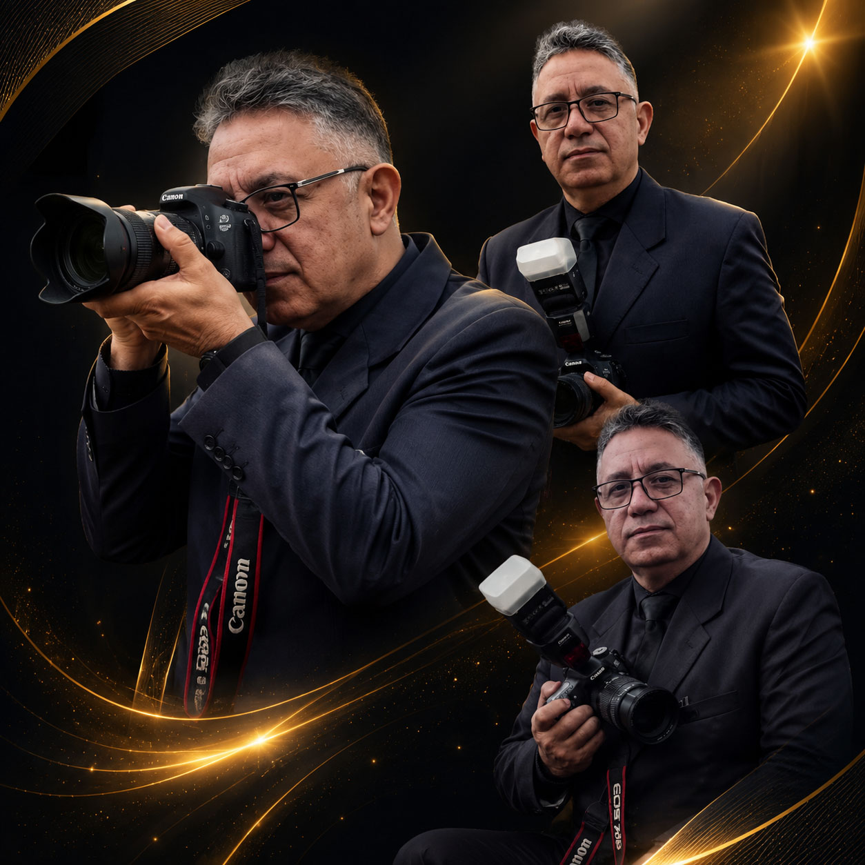 Adalberto Lima trabalhando na cobertura fotográfica de um evento